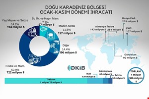 DOĞU KARADENİZ BÖLGESİ İHRACATI YILIN 11 AYINI ARTIŞLA TAMAMLADI